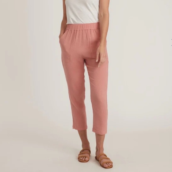 Marine Layer Pants Paula Easy Tapered Gauzy Cotton Pant in Rosette Pink Sz M NWT - Picture 2 of 16